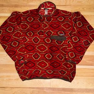 Mens PATAGONIA Red Tribal Aztec Sweater Jacket